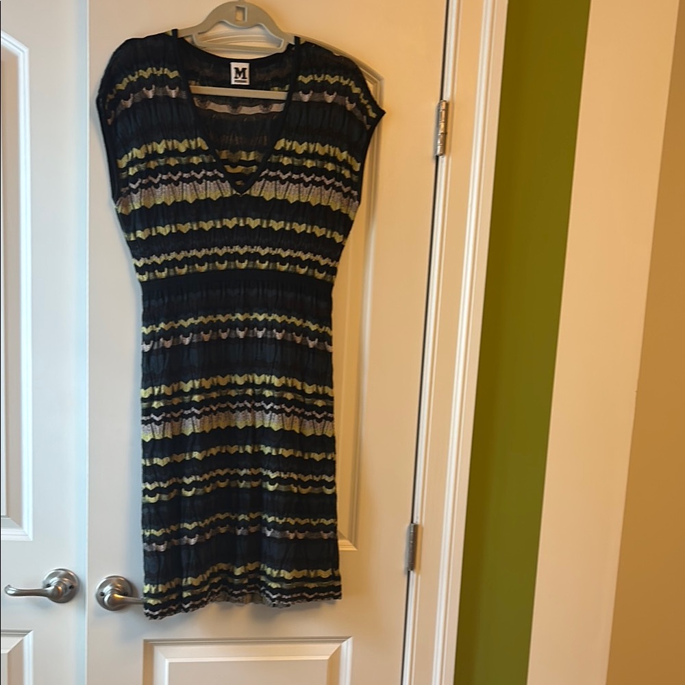 M by Missoni Black and Gold Sheath Midi Dress